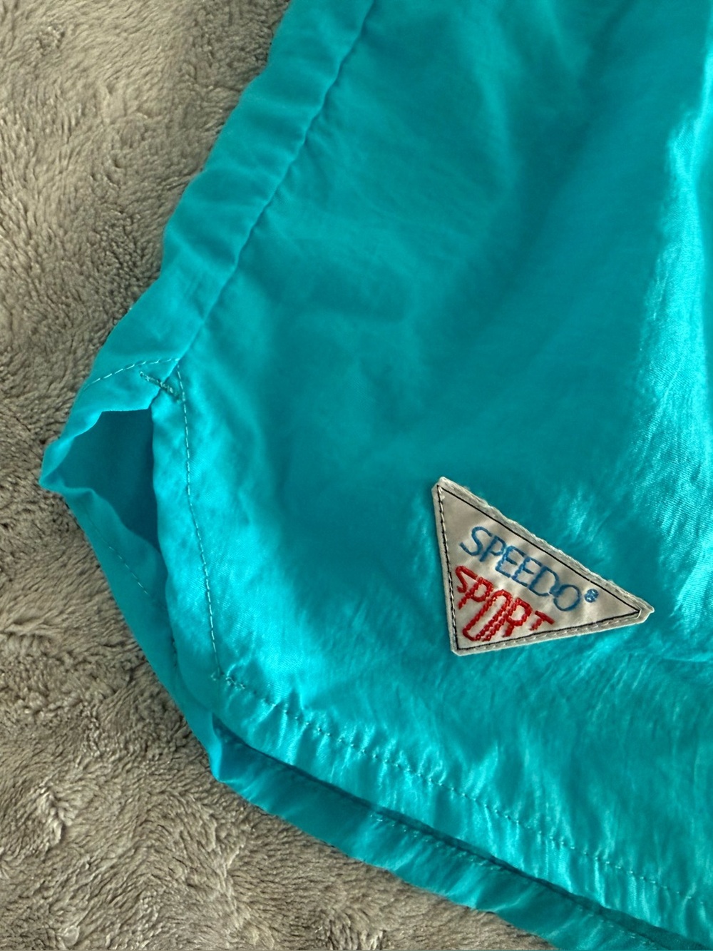 Vintage 90s Speedo Sport Turquoise Nylon Shorts Swim Trunks Unisex - Picture 4 of 8